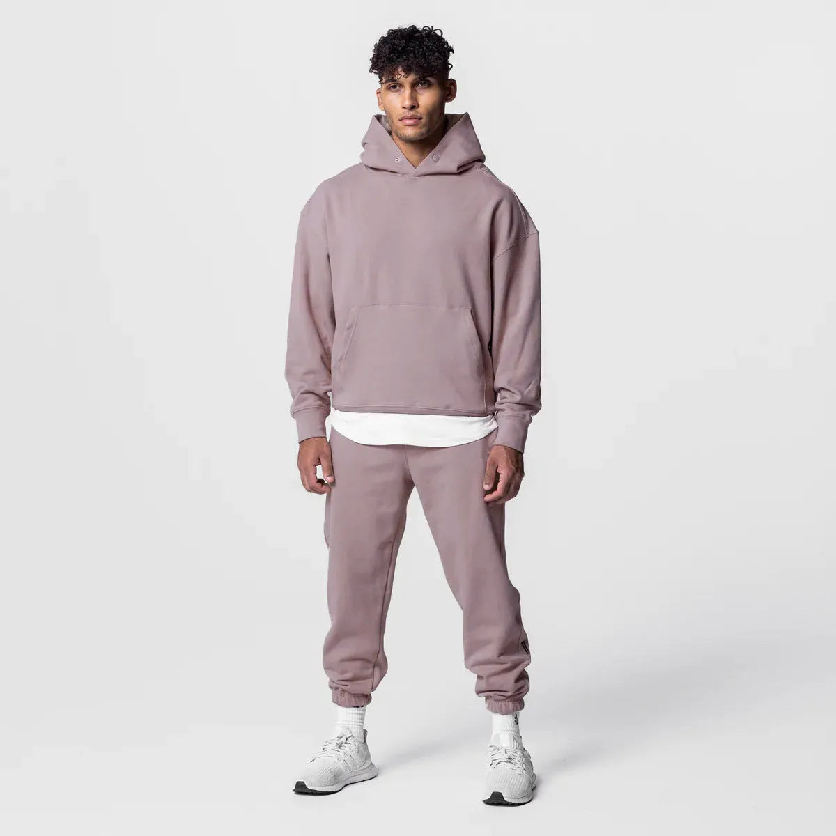 Loose American Style Exercise Workout Outfit Men's Trendy Casual Hooded Cotton Sweater Sweatpants Two-piece Set - Bellarte Enchanté Loose American Style Exercise Workout Outfit Men's Trendy Casual Hooded Cotton Sweater Sweatpants Two-piece Set